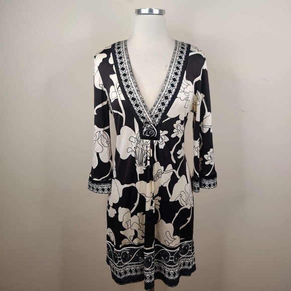 Hale Bob Black and White Long Sleeve Dress - Picture 1 of 11